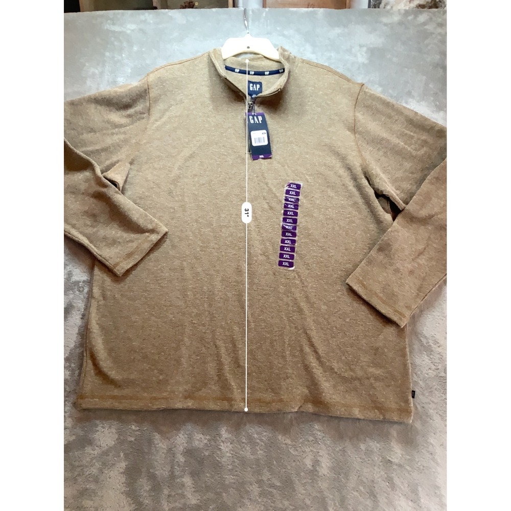 Gap Mens XXL Quarter Zip Pullover Sweater Ermine Brown Heathered Knit QMT5562S - Picture 5 of 10